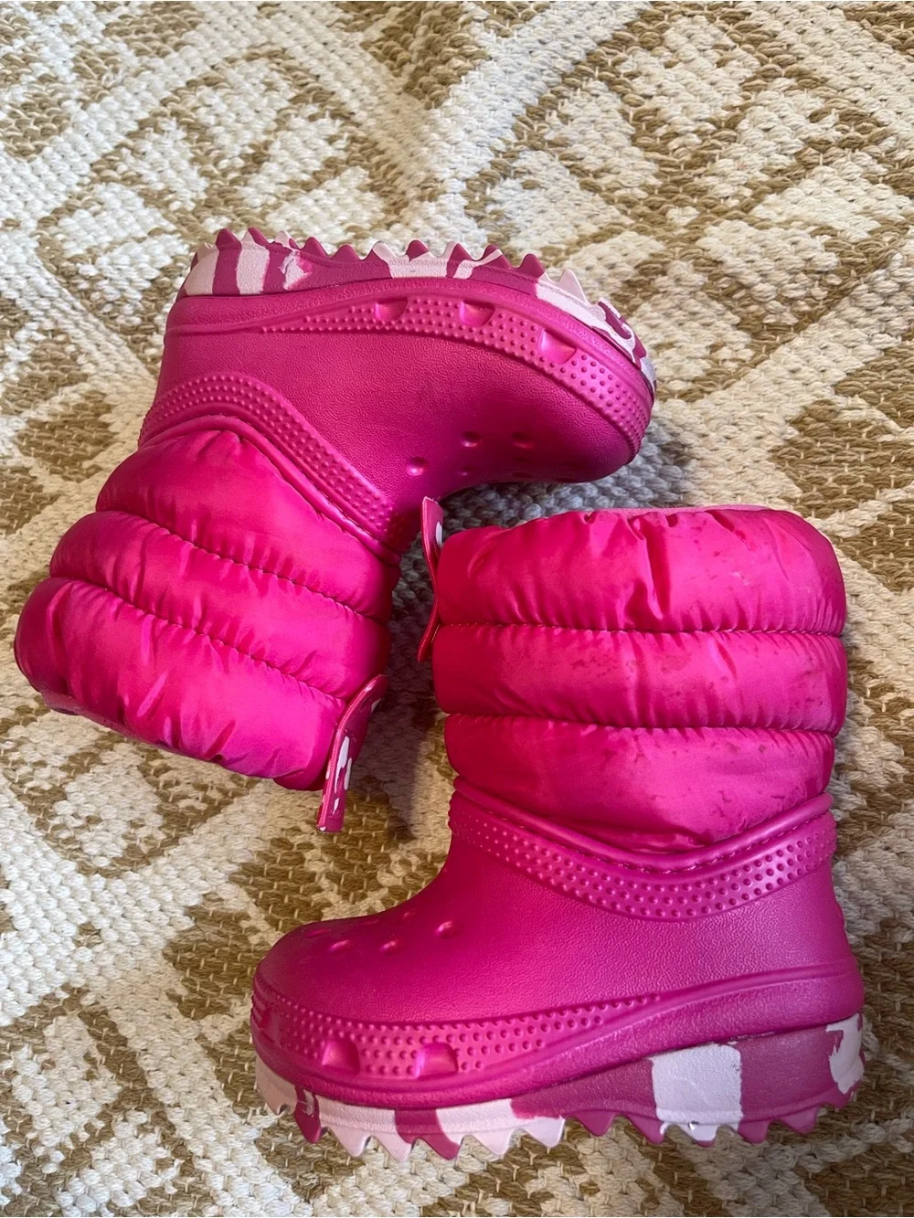 CROCS Kids Pink Puffer Winter Boots